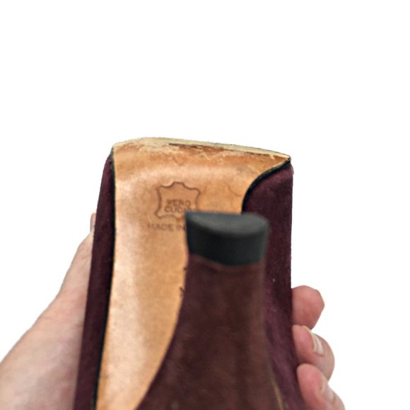 GIVENCHY PARIS Burgundy Suede Peep Toe 3" Pump 7 - Picture 7 of 8